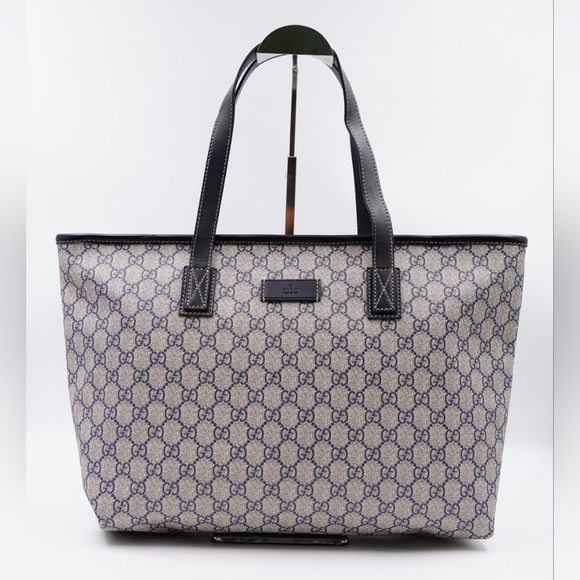AW41❤️ GUCCI GG Supreme Monogram Zippered Shopping Tote - Picture 1 of 14